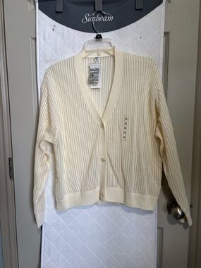 NWT Uniqlo Mesh V neck Short Off White Cardigan XL